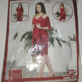 Red Silk Pajama Set for Women Medium