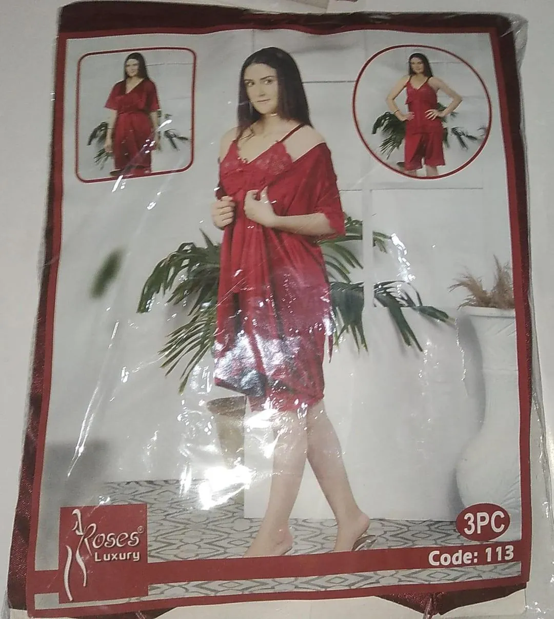 Red Silk Pajama Set for Women Medium