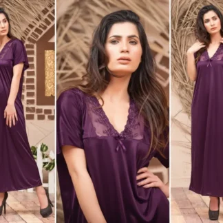 Purple Lace Long Nightgown for Women