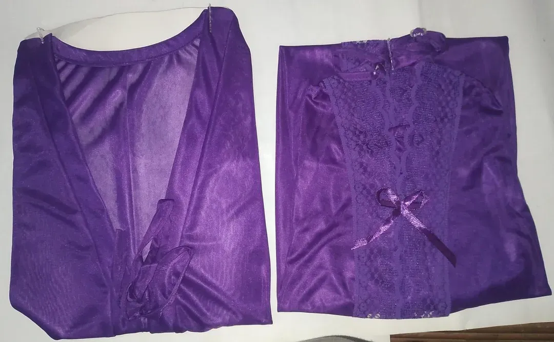 Purple Lace Long Nightgown for Women - Image 2