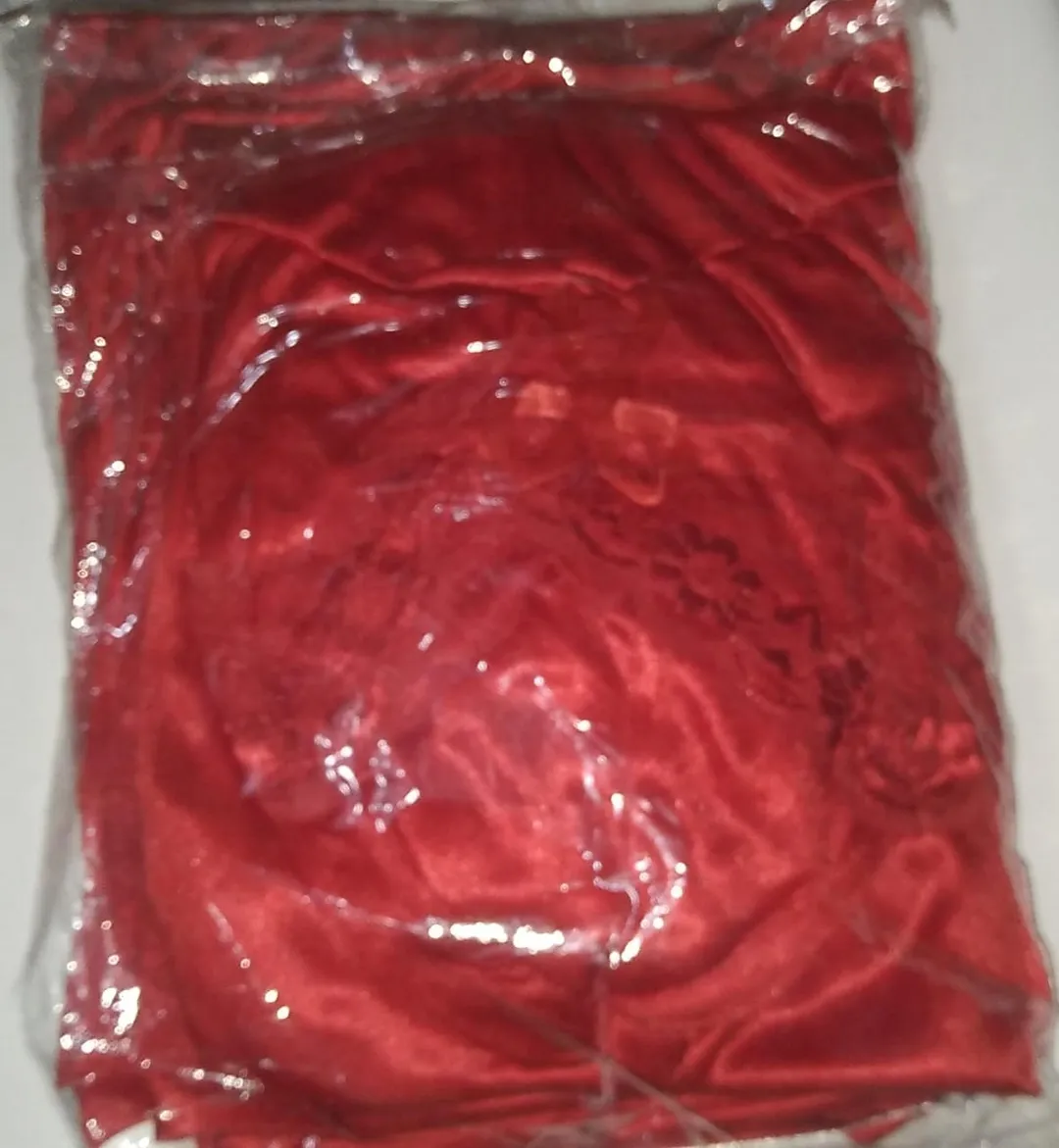 Red Silk V-Neck Nightgown Set 2 Pcs - Image 2