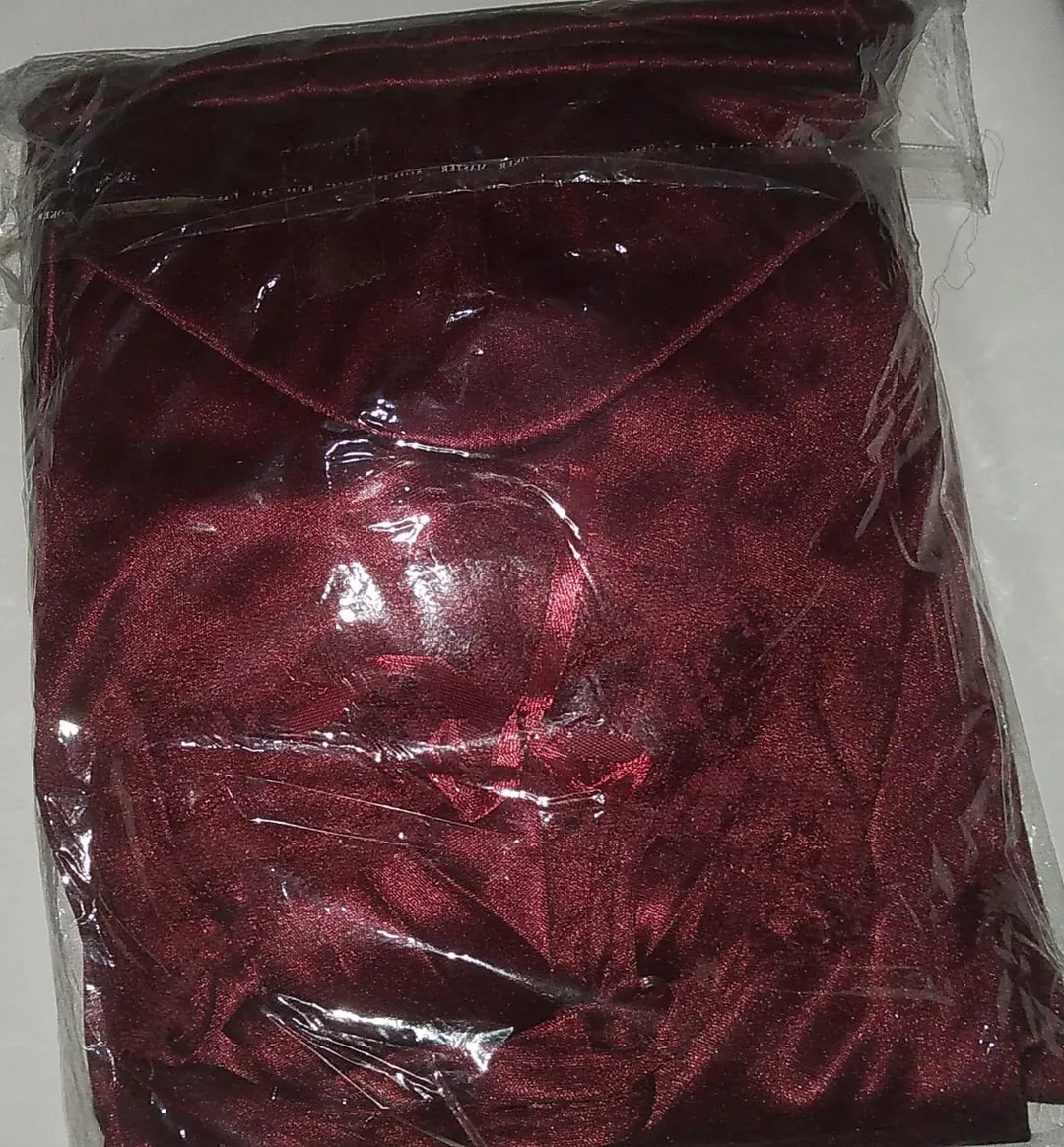 Maroon Silk Nighty Set 6 Pcs Women Stitched - Image 2