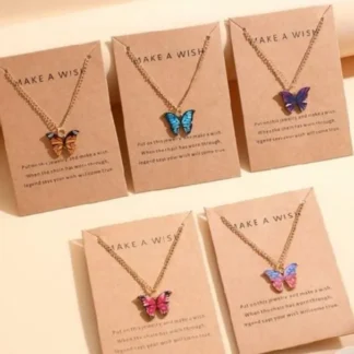 Butterfly Necklace Set for Women Gold Plated Multicolor 8"