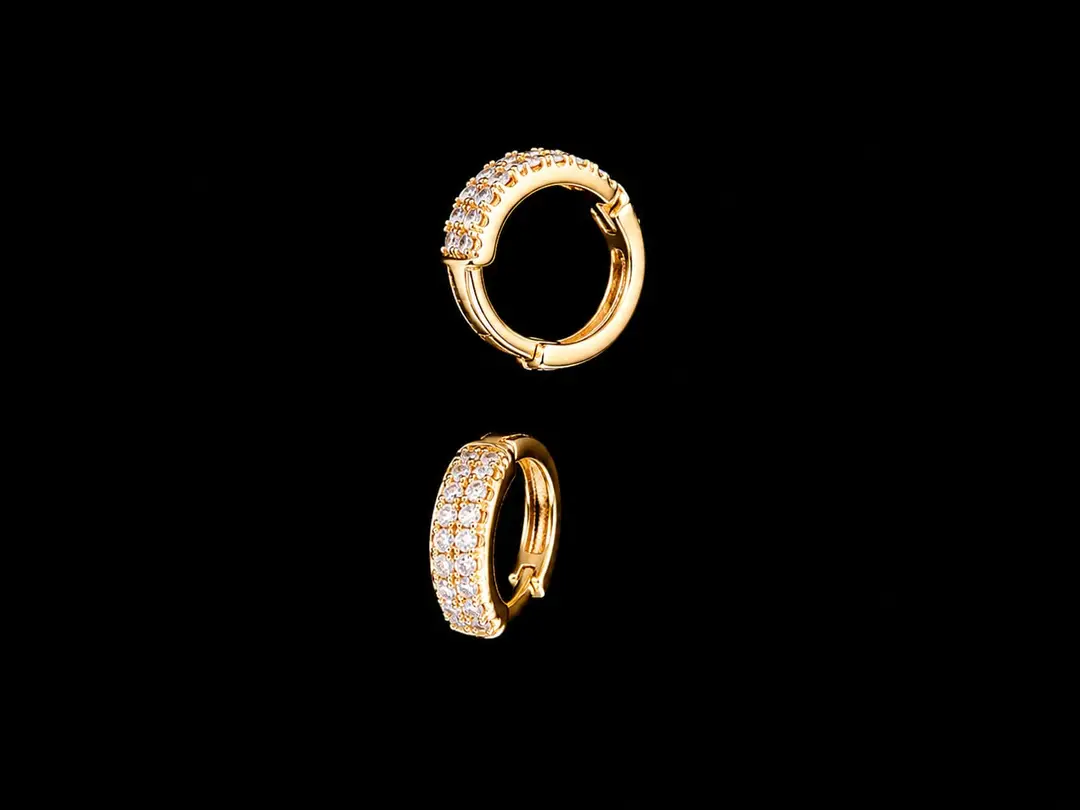 Fancy Gold Plated Zircon Hoops - Image 2
