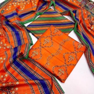Wait is Over Jazmin Digital Lawn Print Orange Blue Green