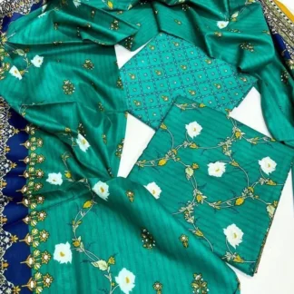 Green Printed Lawn 3Pcs Women Suit Set with Dupatta