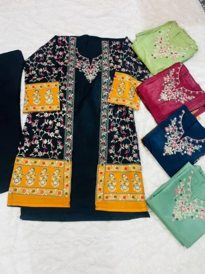 Green Embroidered 3 Pcs Women's
