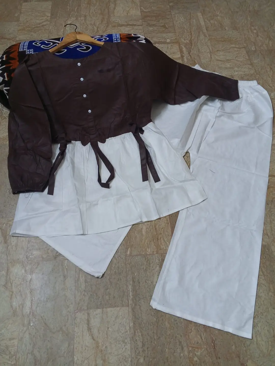 Women Summer Cotton 2 Pcs Frock Shirt & Flapper Set – Front Bow Airline Style Short Frock, Casual Co-Ord Outfit for Women - Image 3