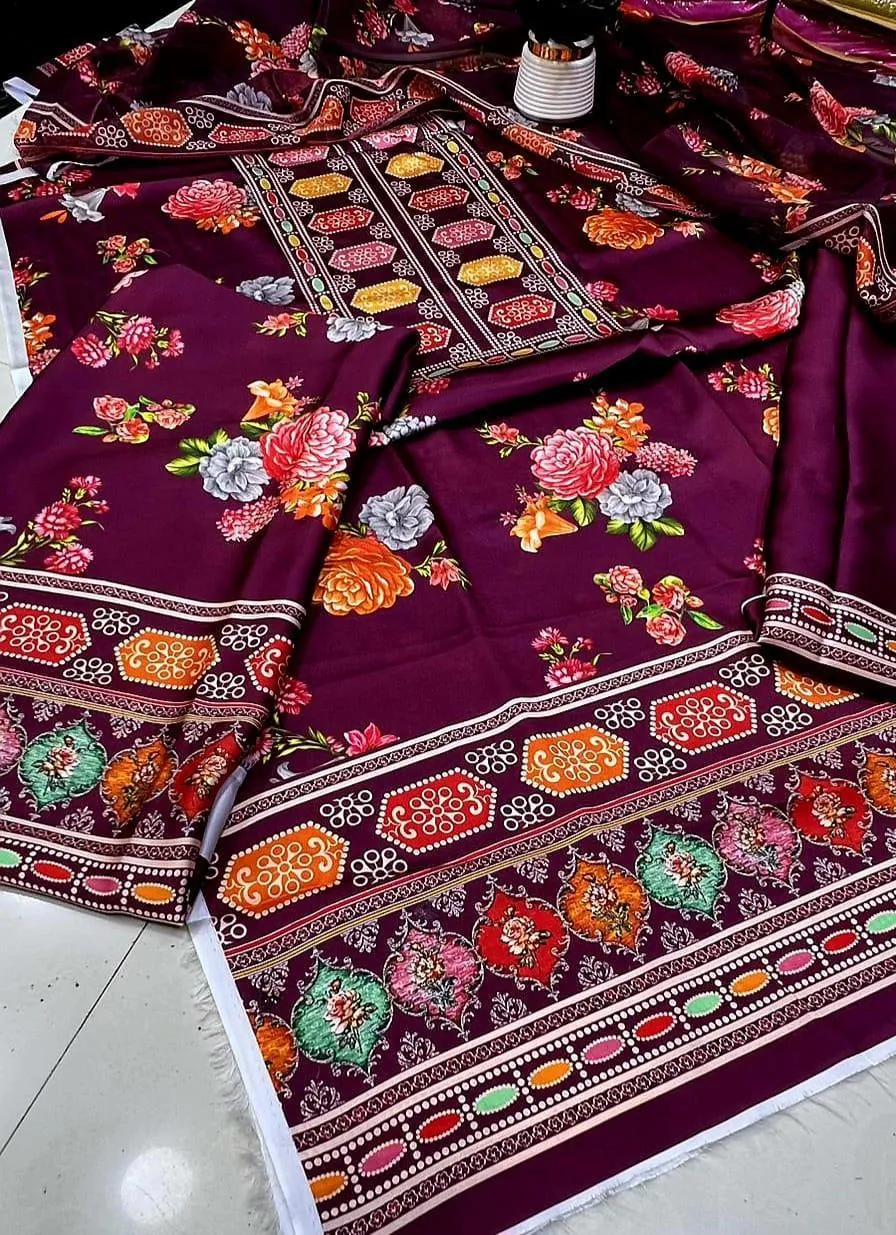 3 Pcs Silky Printed Airline Suit Multicolor Summer - Image 2