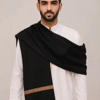 Men's Winter Wool Pashmina Shawl 2.5 Yards - Warm & Soft Traditional Winter Shawl for Men