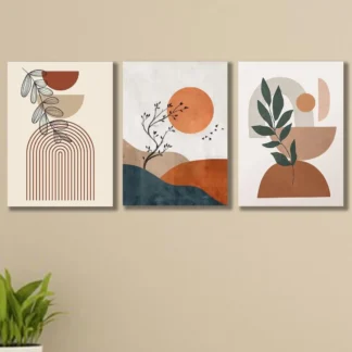 Set of 3 Abstract Wall Art Frames for Home Office Decor