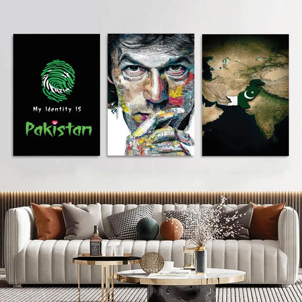 Pakistan Map 3Pcs Multicolor Wall Art 8x11 MDF - Image 2