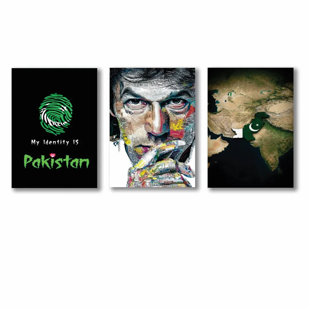 Pakistan Map 3Pcs Multicolor Wall Art 8x11 MDF - Image 3