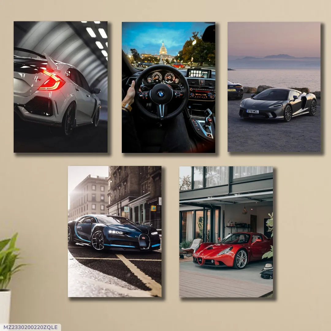 5Pcs 8x11 Car Wall Art Paintings Multicolor MDF