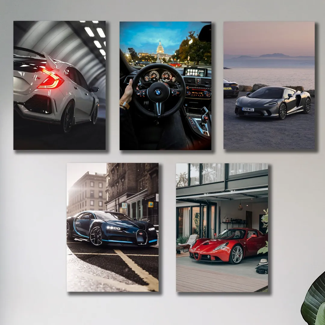 5Pcs 8x11 Car Wall Art Paintings Multicolor MDF - Image 2