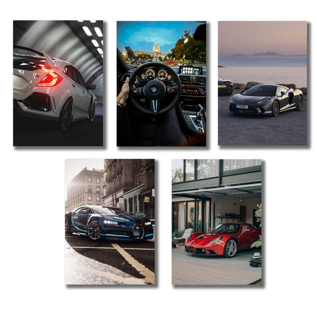 5Pcs 8x11 Car Wall Art Paintings Multicolor MDF - Image 4