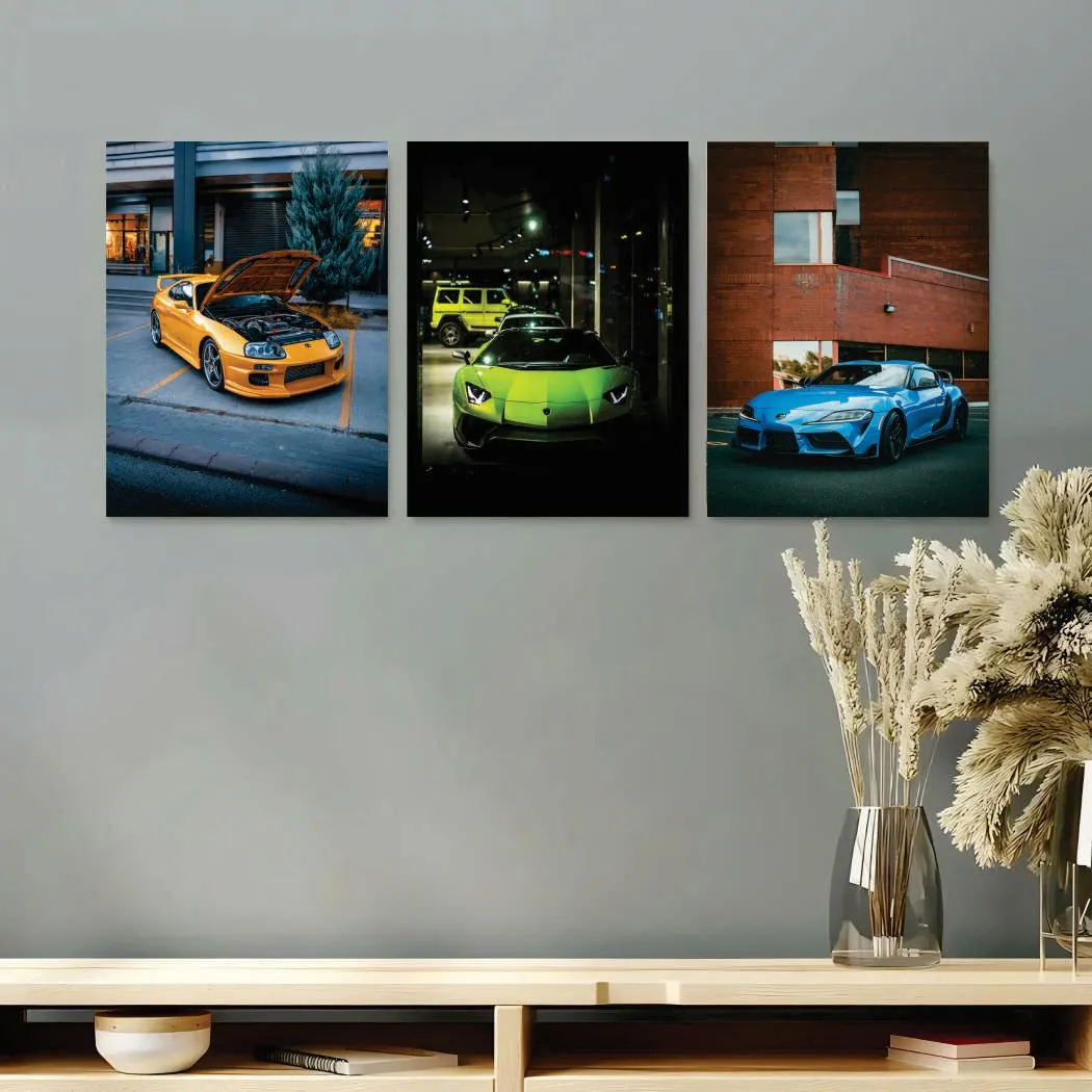 3 Pcs Multicolor Cars Wall Art Set 8x11 MDF - Image 2