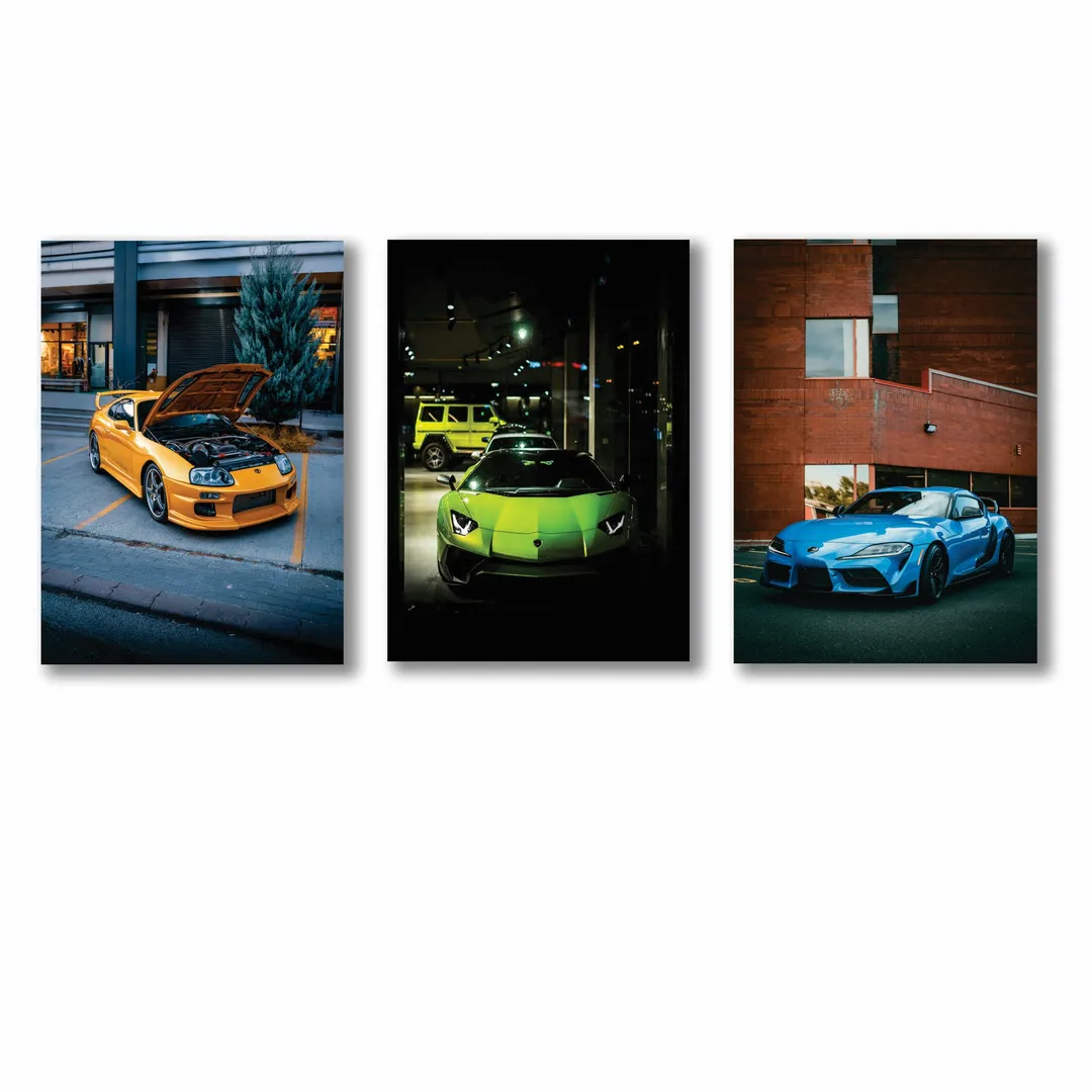 3 Pcs Multicolor Cars Wall Art Set 8x11 MDF - Image 4