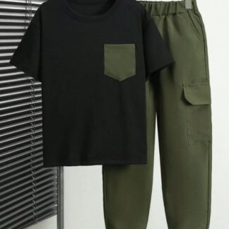 Men Black Cargo Track Suit Micro Interlock XL