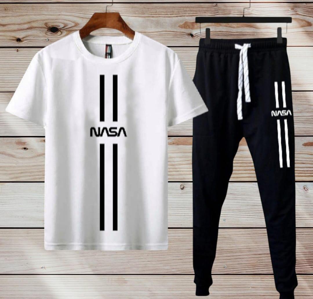 Men Dri Fit NASA Printed Track Suit White Black