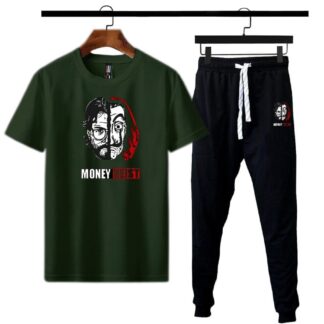 Men's Green Micro Interlock Track Suit 2-Piece Summer Wear