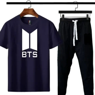 BTS Logo Cotton Track Suit Navy Black Men