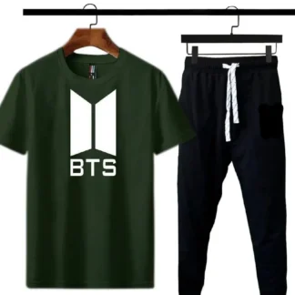 BTS Logo Men's Green Track Suit Set