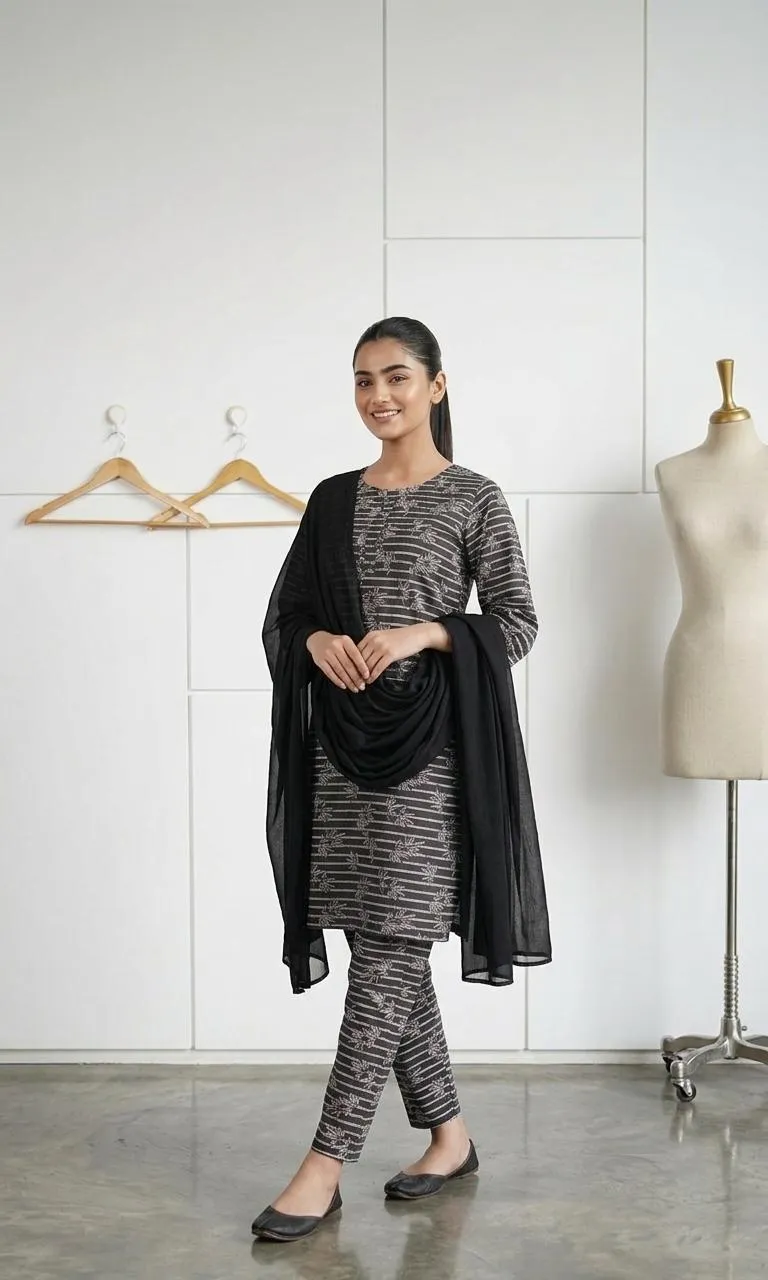 Multicolor Lawn 3Pcs Printed Suit with Chiffon Dupatta