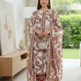 Women's 3Pcs Arabic Lawn Printed Suit Multicolor