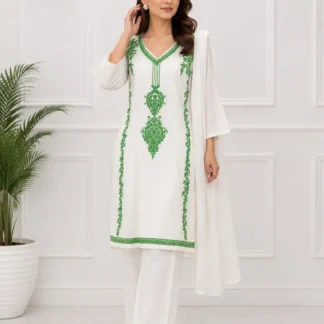 3 Pcs Women's Stitched Arabic Lawn Embroidered Suit Azadi Special
