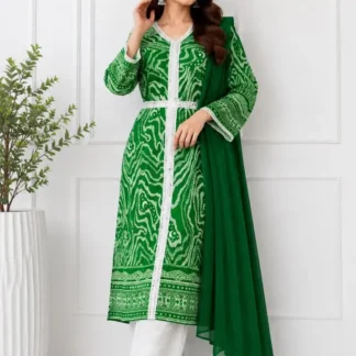 3Pcs Women's Stitched Lawn Digital Print Suit Maxi with Embroided Trousers