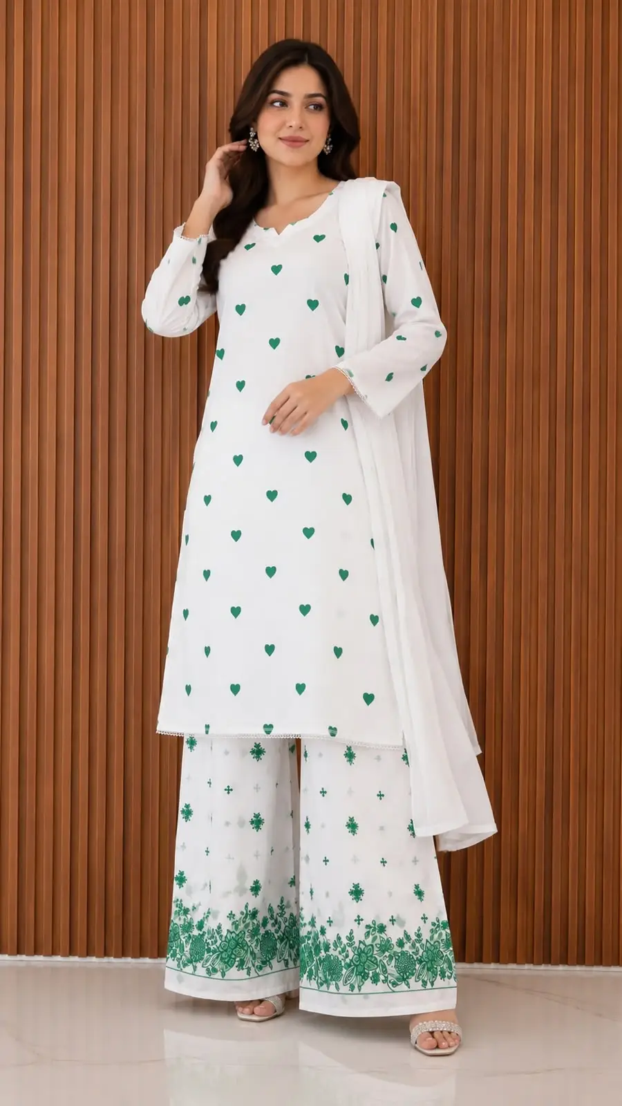 3Pcs Women's Stitched Cotton Embroidered Suit - Image 2