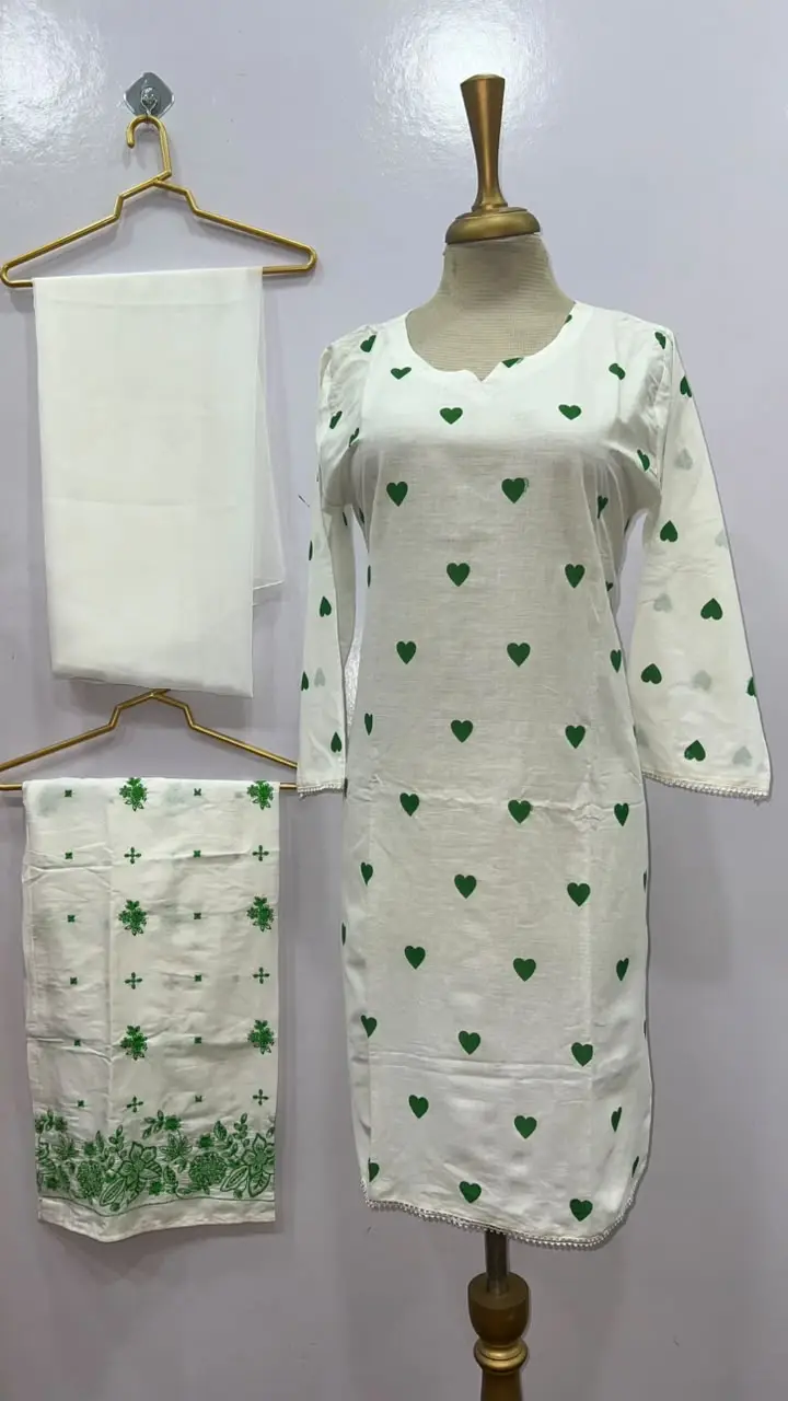 3Pcs Women's Stitched Cotton Embroidered Suit - Image 3
