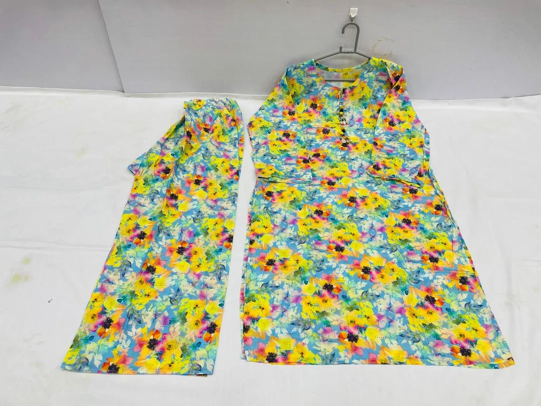 2 Pcs Women's Long Length Stitched Lawn Digital Print Shirt And Trouser with Beats - Image 3