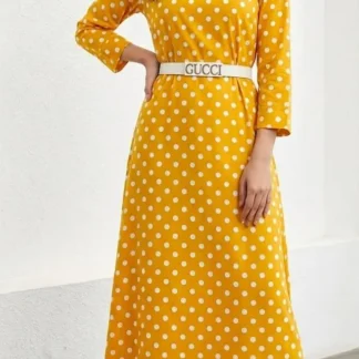 Yellow Polka Dot Kurti with Belt for Women