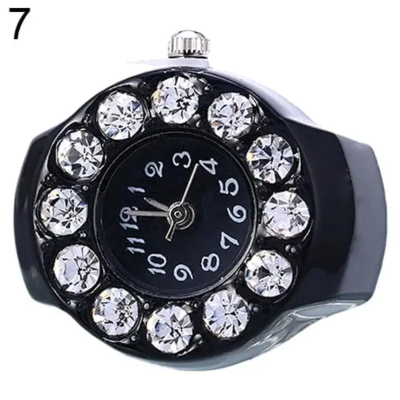 Rhinestone Finger Ring Watch for Women, Silicone, Mini Analog, Trendy Gift - Image 4