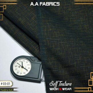 Men's Dark Green Wash & Wear Suit with Golden Texture