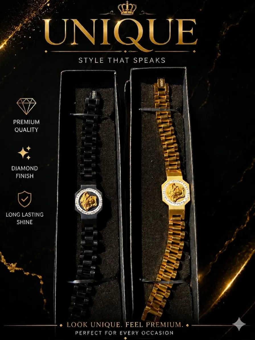 Royal Medusa Gold Bracelet for Men 12 Inches Adjustable - Image 3