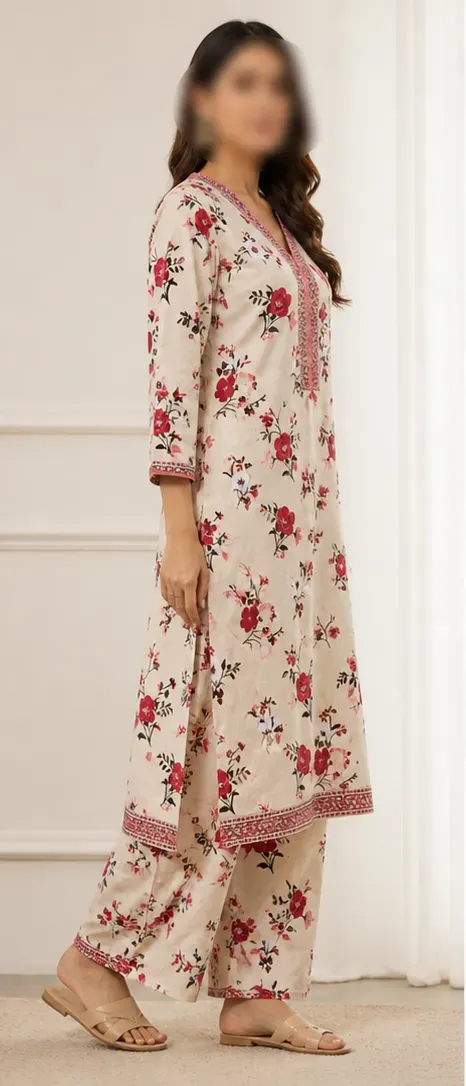 Ivory Printed Lawn 2Pcs Shirt Trouser Set Large - Image 3