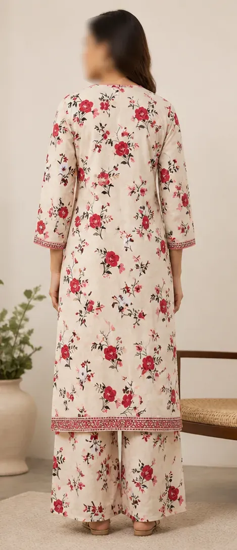 Ivory Printed Lawn 2Pcs Shirt Trouser Set Large - Image 4