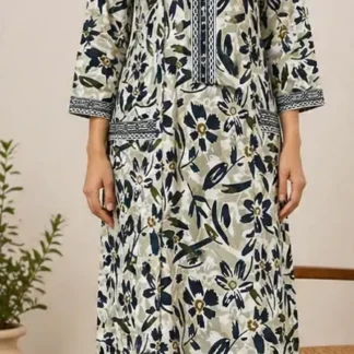 Off White Printed Lawn 2Pcs Kurta Trouser Set