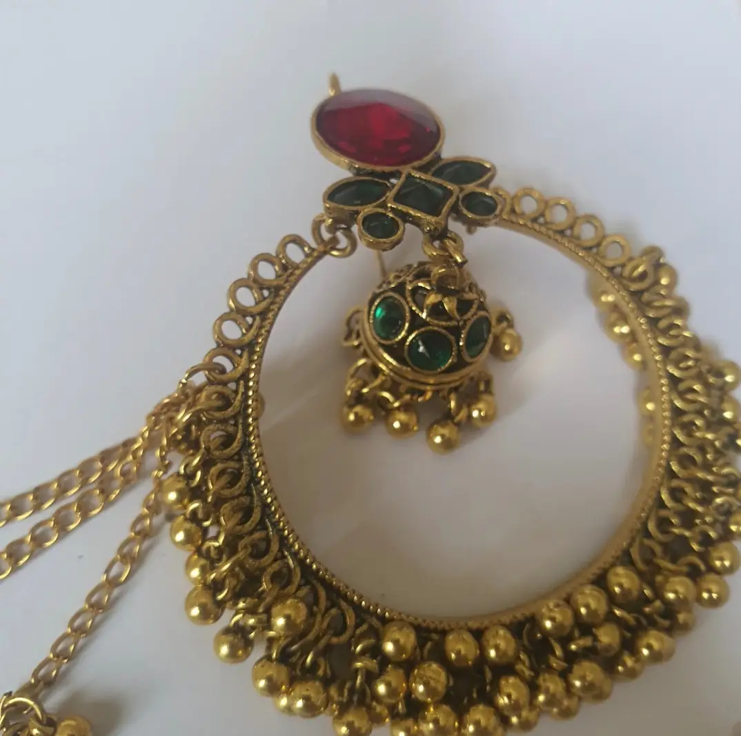 Meenakari Design Gold Plated Kundan Jhumka - Image 2
