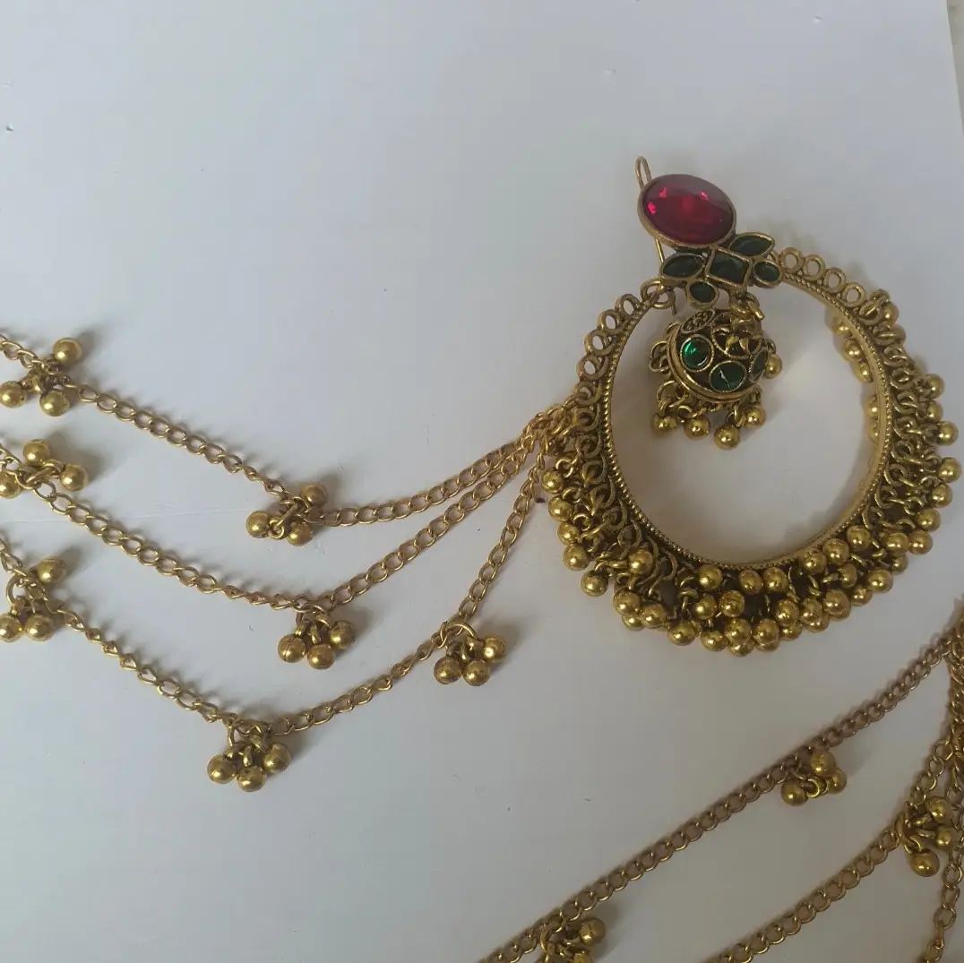 Meenakari Design Gold Plated Kundan Jhumka - Image 3