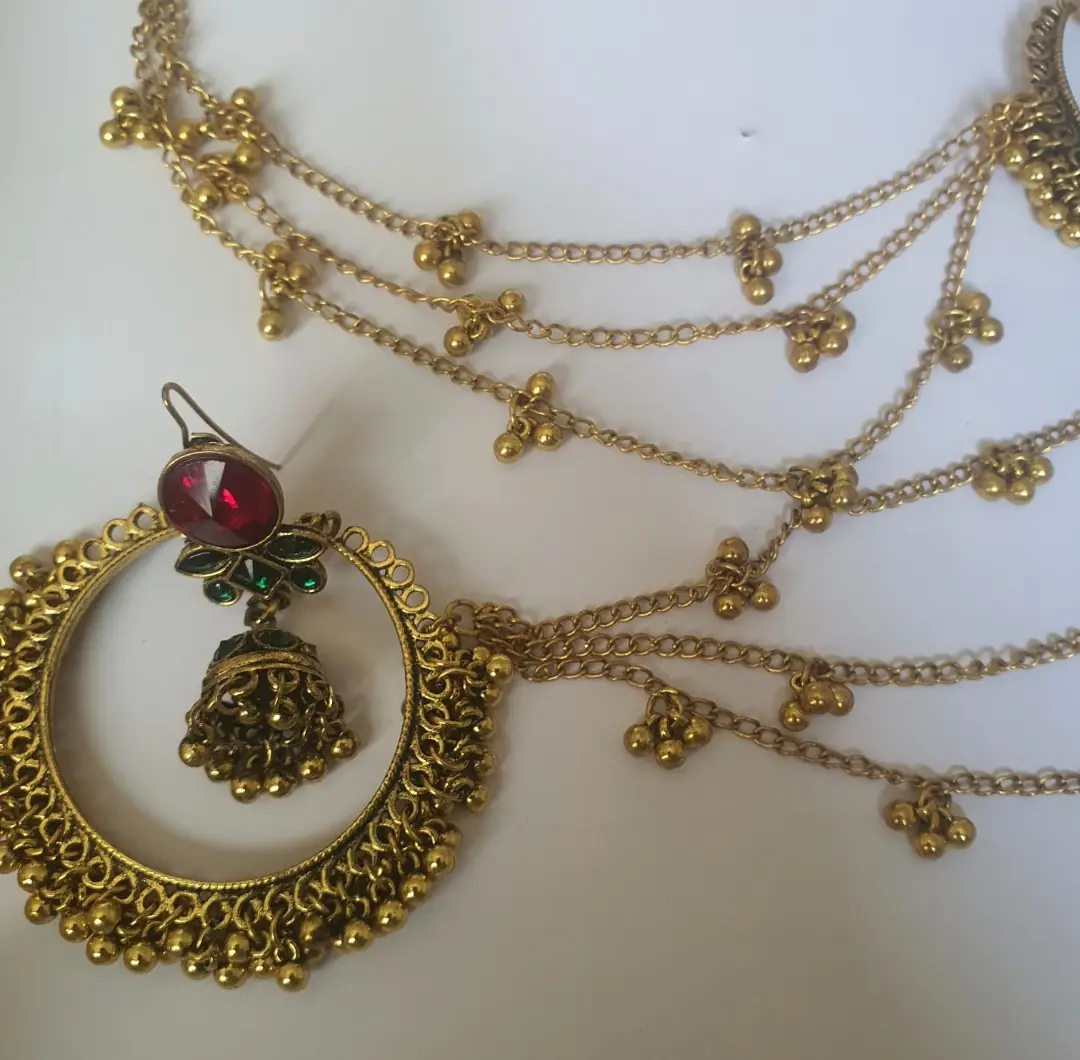 Meenakari Design Gold Plated Kundan Jhumka - Image 4