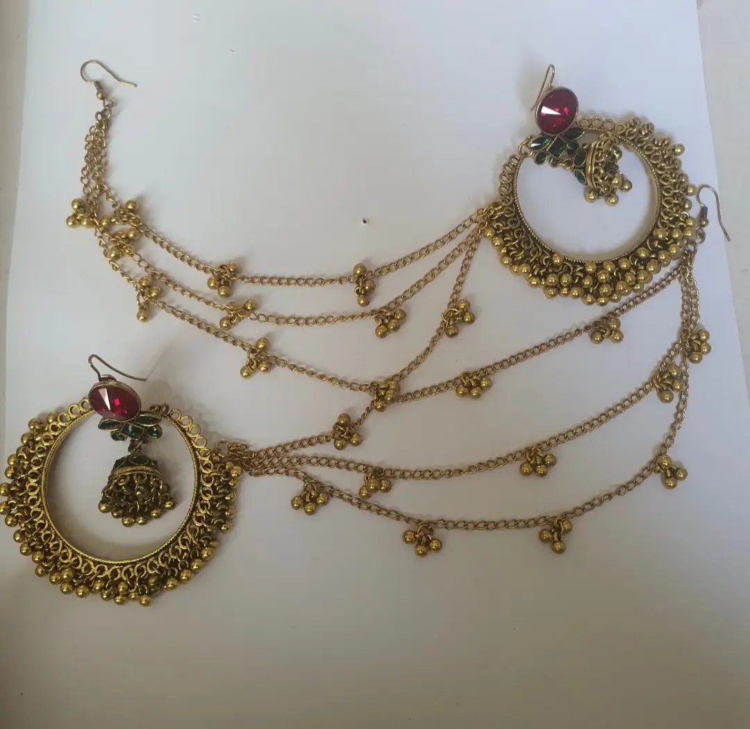 Meenakari Design Gold Plated Kundan Jhumka - Image 5
