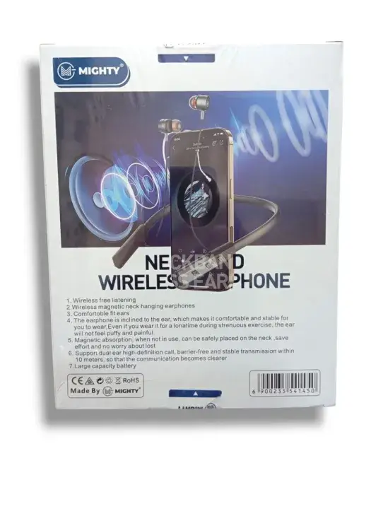 Mighty M-126 Neckband Wireless Earphone | Magnetic Bluetooth Headset with HD Sound & Long Battery Backup - Image 3