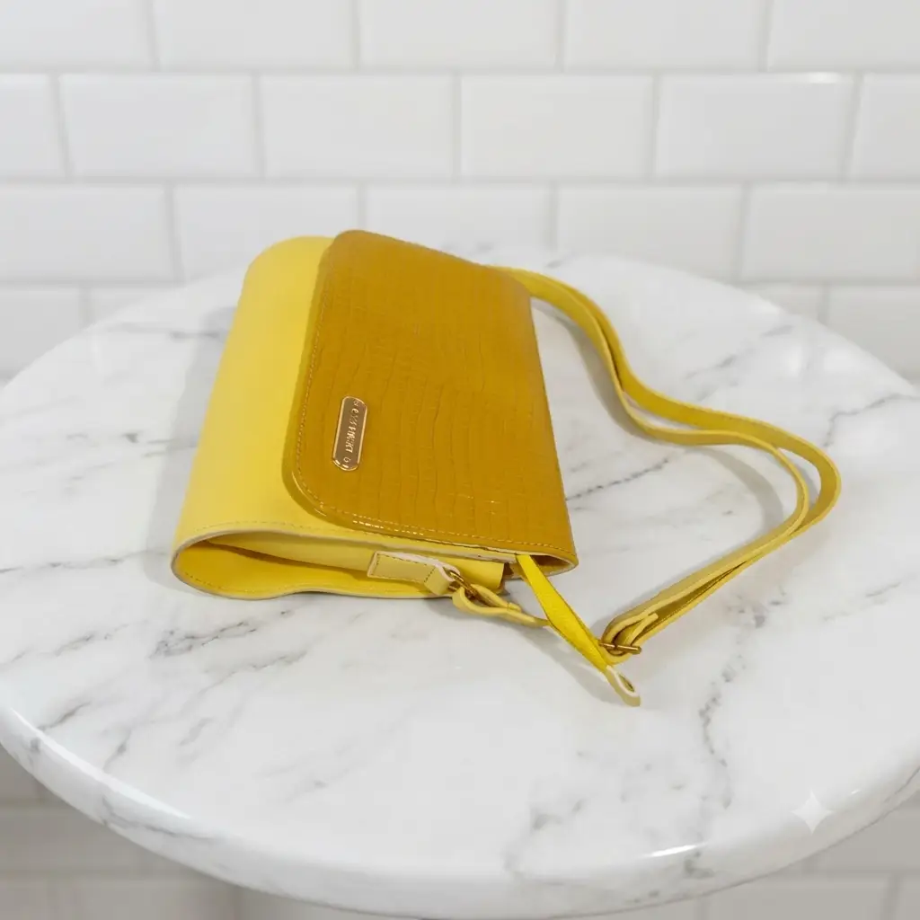 Luxe Croc Flap Shoulder Bag With Long Adjustable Strap - Image 5