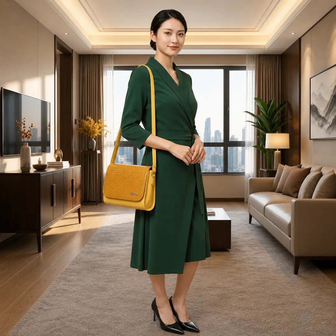 Luxe Croc Flap Shoulder Bag With Long Adjustable Strap - Image 7