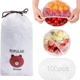 100 PCs Transparent Reusable Plastic Food Cover