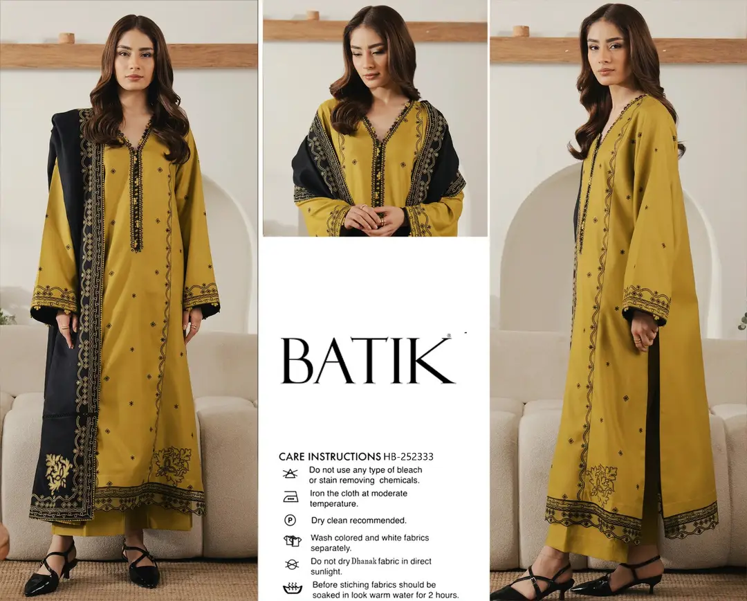 3 Pcs Women's Unstitched Embroidered Suit brand batik - Image 2